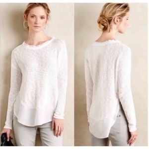 Anthropologie Deletta Womens XS "Nubby Circle Sweater Tee" Ivory Pullover